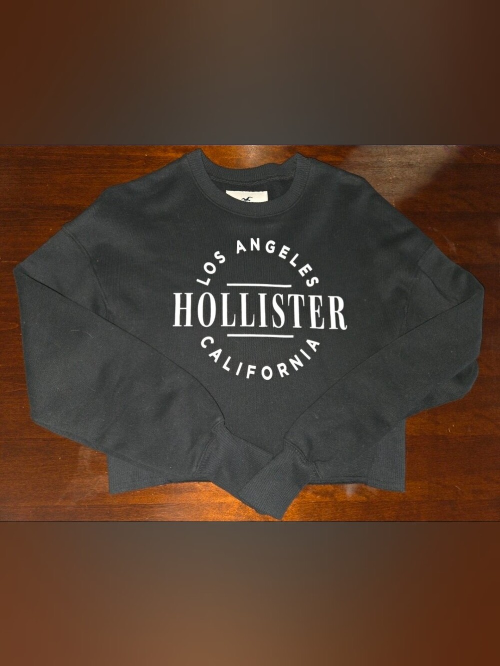Hollister Black Crewneck CROPPED Sweatshirt
